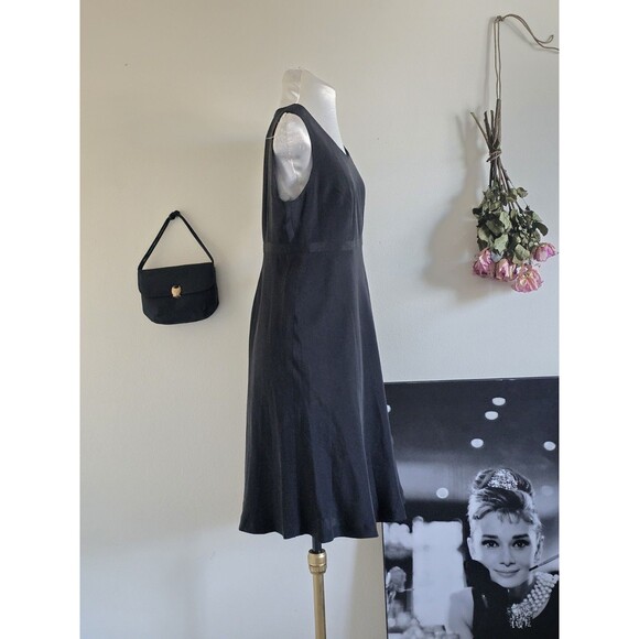 Patrick Collection Vintage Y2K 2000s Black Silk Sleeveless Aline Mini Dress S - Picture 3 of 7